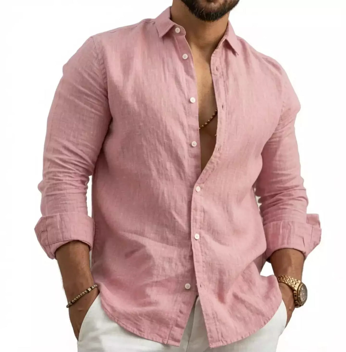 (PAGUE 1 LEVE 2) Camisas de Linho Premium Masculina + BRINDE