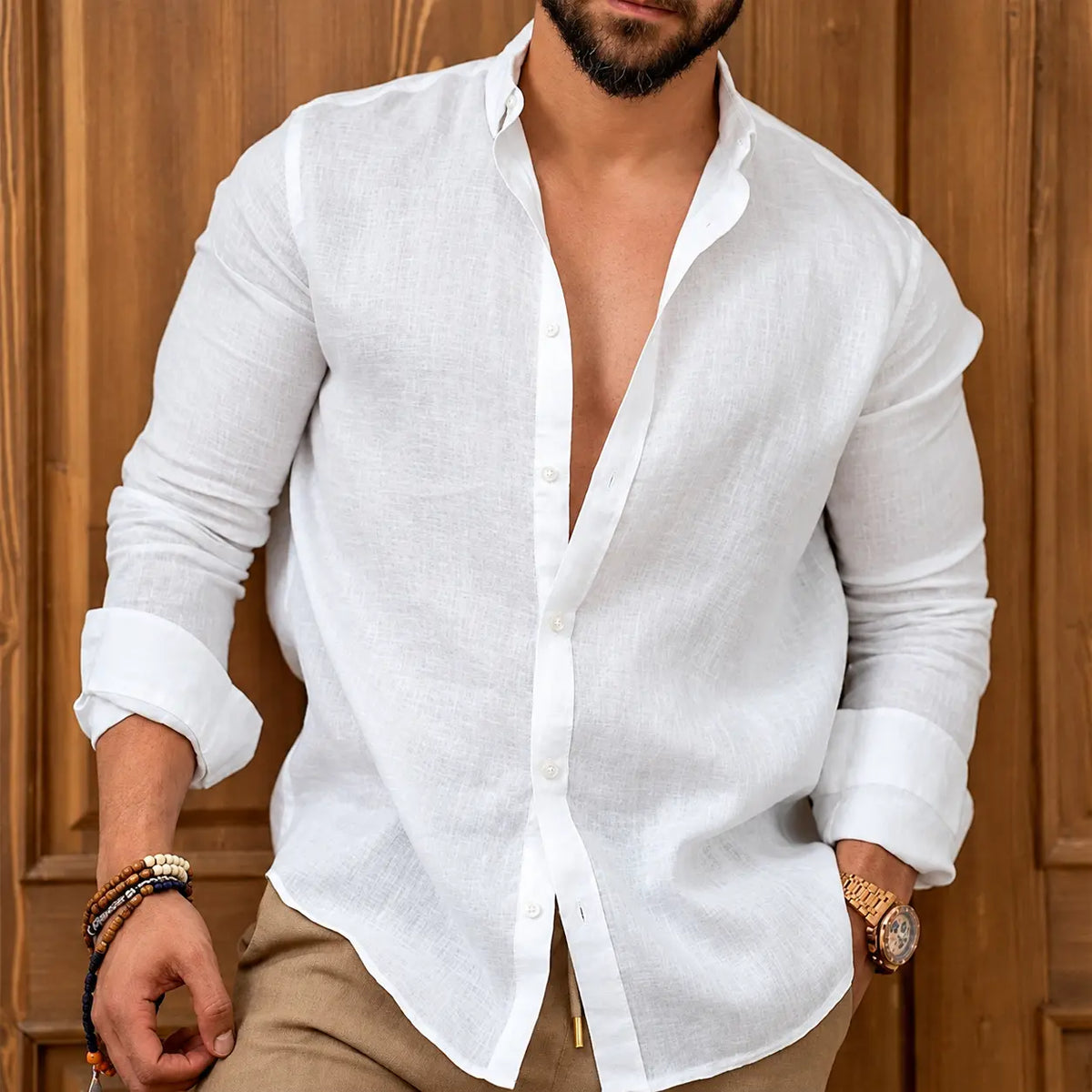(PAGUE 1 LEVE 2) Camisas de Linho Premium Masculina + BRINDE